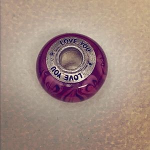 Red and pink heart glass bead charm